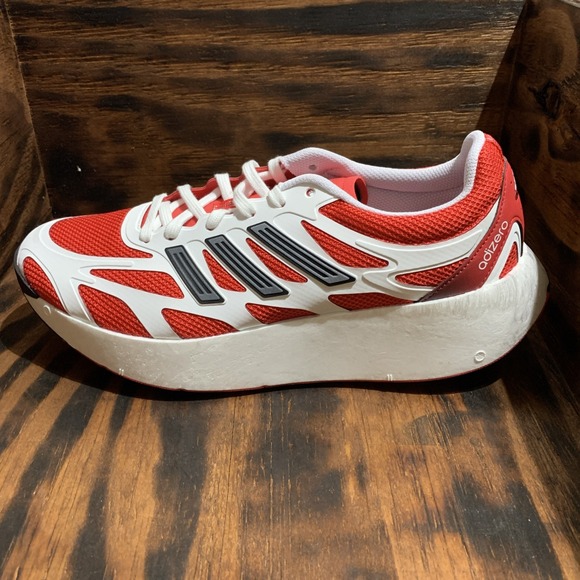 adidas Adizero Aruku Running Shoes Mens 9 White Pure Ruby JI0308 - Picture 1 of 8